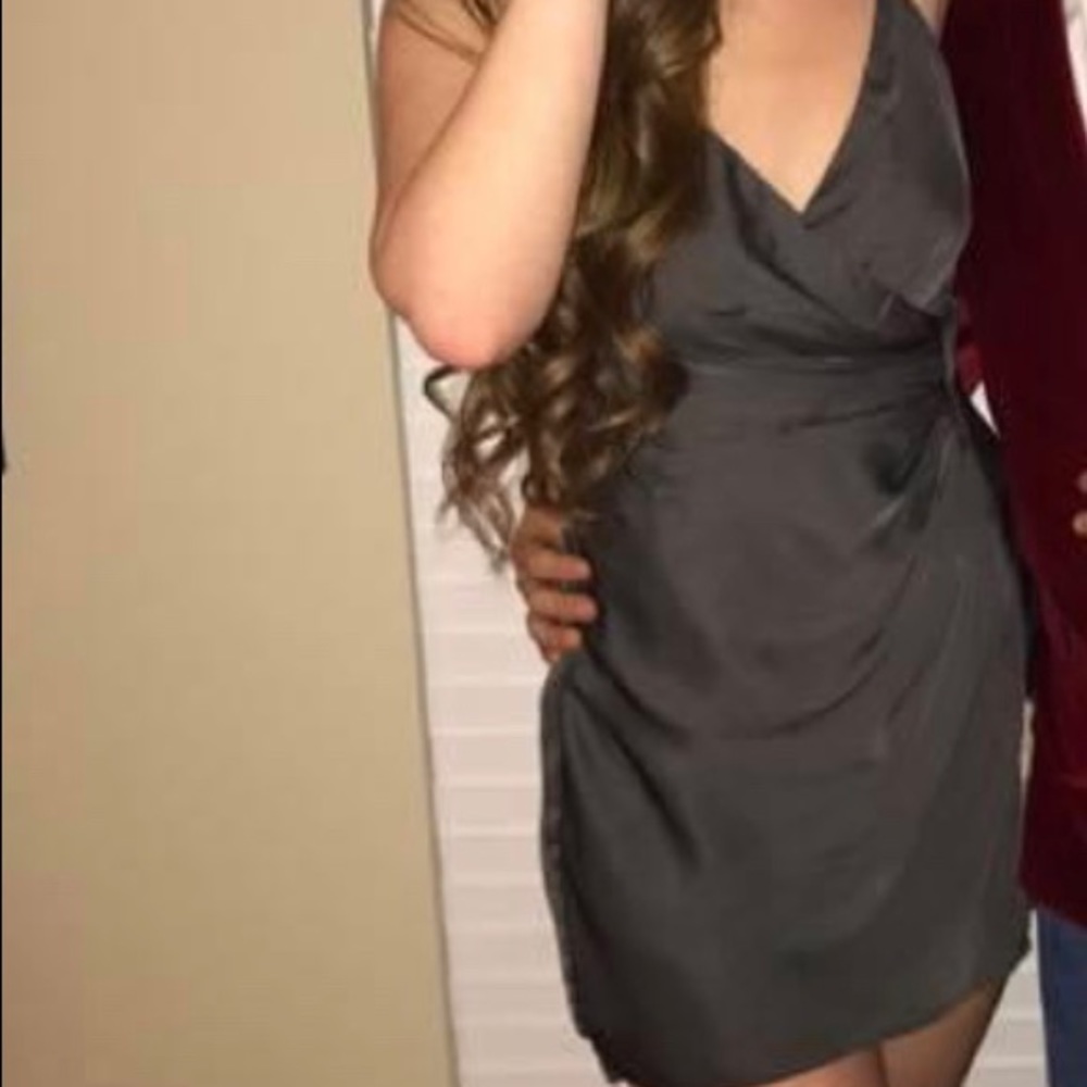 Charcoal grey silk dress